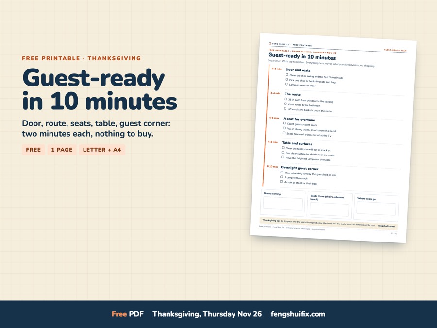 The free Guest-ready in 10 minutes page: five two-minute steps with checkboxes